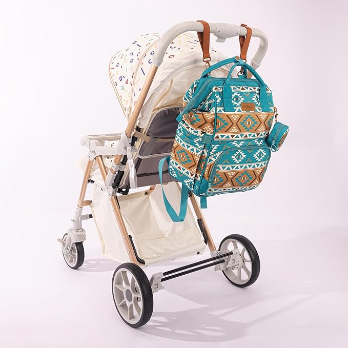 Wrangler Aztec Backpack Multifunction Baby Travel Bag with Changing Pad, Stroller Straps and Pacifier Case WG2204-91103TQ