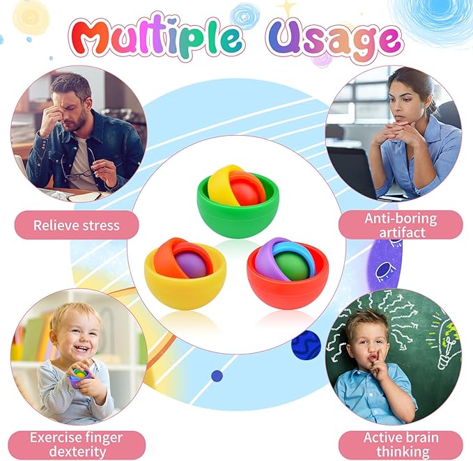 Fidget Toys for Kids, Fidget Spinner Adults 3PC, Gifts for Boys Girls Teens, ADHD Autism Stress Relief Quiet Finger Toys Classroom