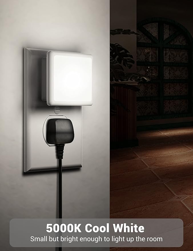 JandCase Night Lights Plug into Wall, LED Night Light with Light Sensors[2 Pack], 5000K Bright Night Light for Bathroom,Nightlight Plug in Suitable for Living Room, Adults, Hallway