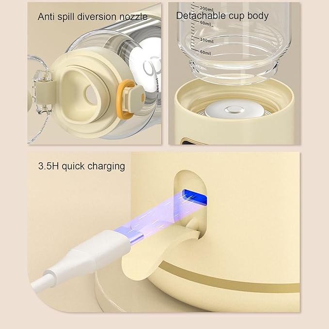 Portable Bottle Warmer, 15000mAh Battery Adjustable Temperature Rechargeable Cordless Baby Milk Warmer for Travel Outdoor Use