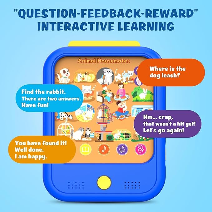 Kids Learning Tablet Educational Learning Pad for Toddlers 2-5 to Learn Alphabets, Numbers, Foods, Time, Music, Talking Cards for Toddlers，Learning Educational Toy Kids Gifts