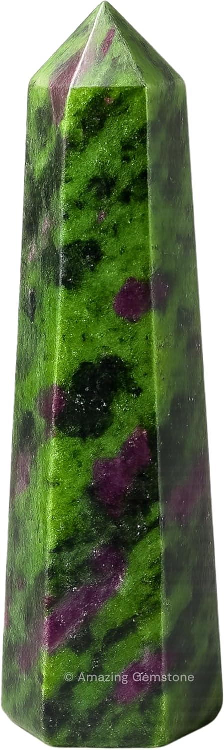 Amazing Gemstone Ruby Zoisite Crystal Towers - Natural Healing Crystal Point Obelisk for Reiki Healing and Crystal Grid (2 Inch to 3 Inch)