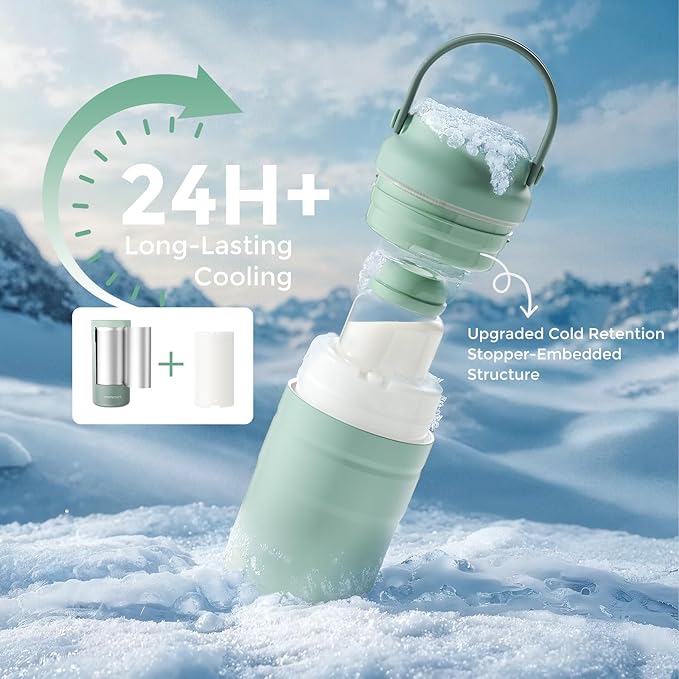 Momcozy Portable Breast Milk Cooler for Travel, 24H Ice-Free Cooling Breastmilk Storage Bottles Container, 12oz Leak Proof Outdoor Small Freezer, Baby Breastfeeding Essential Gift for New Moms