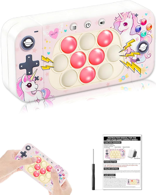 Fast Push Game Fidget Toys for Kids Adults, Quick Push Game, Handheld Sensory Fidget Popper Game Console Toys for Kids 6-12, Birthday Gifts for Boys, Girls, Teen（Unicorn）