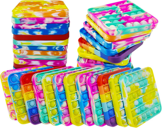 12 Pcs Pop Bubble Fidget Toys for Party Favors, Stress Relief Pressure Relieving Toys for Kids, Birthday Gifts and Classroom Game Prize Supplies, Christmas Party Gift for Kid and Adults