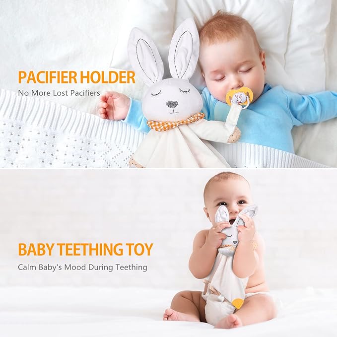 BEREST Rechargeable Baby Sleep Soother Bunny Lovey- White Noise| Heartbeat| Shushing| Lullaby Infant Sleeping Aid with Cry Sensor at Nap Time Routine, Newborn Gifts Plush Toddler Snuggle Blanket Toy