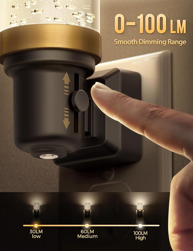 DORESshop LED Night Lights Plug into Wall, Modern Decorative Design Nightlights Plug in, Adjustable Brightness, Dimmable Night Light, Perfect for Adults' Bedroom, Hallway, Bathroom,Warm White