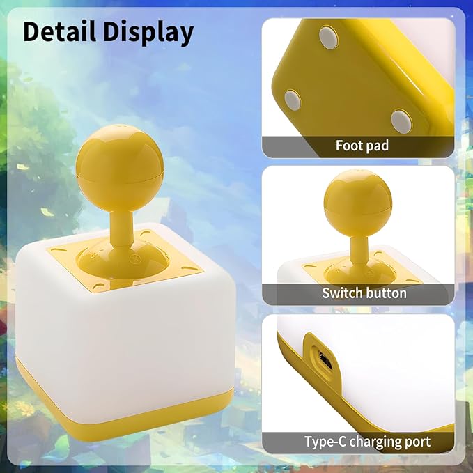 Night Light Lamp Rocker Night Light, 2-Speed Timer Bedside Night Lamp Rechargeable USB Lamp Side Table Light Night Rising Lamp LED Companion Light (Rocker Yellow)