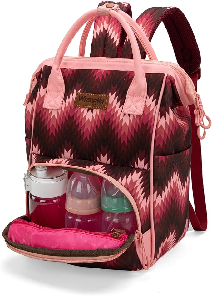 Montana West Wrangler Aztec Callie Diaper Bag Backpack with Stroller Straps Multifunction Baby Travel Bag WG2211-9110DPK