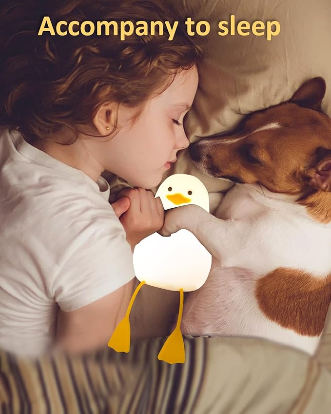 Attivolife Duck Night Light for Kids, Cute Animal Silicone Lamp Touch Control + Dimmable + Timer, USB Rechargeable LED Feeding, Bedside Bedroom Decor Birthday Gifts for Toddler Baby Women