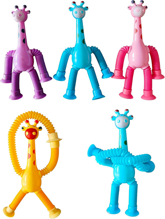 5Pcs Suction Cup pop Tube Giraff Toys, Fidget Toys for Kids Girls,Toddler Toys Age 1-2-4,Kids Toys,Sensory Toys for Kids 5-7,Suction Cup pop Tube Toys (5 Pack Giraff)