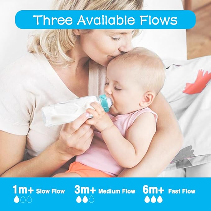 6-Count Silicone Bottle Nipples for Dr. Brown's Narrow Bottles and Evenflo Feeding Classic Standard Neck Bottles, Breast-Like, Anti-Colic Valve, Slow Flow, 1m+