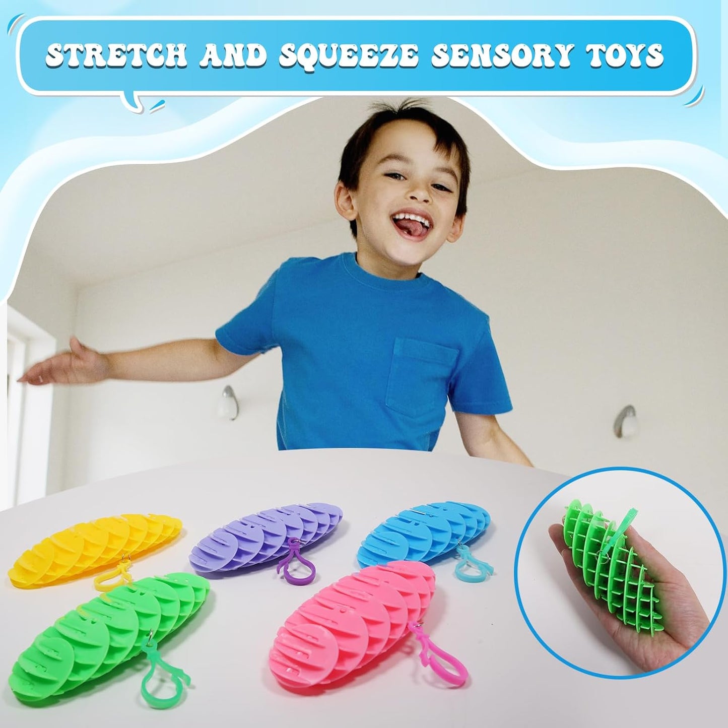 Hanging Decoration Style Elastic Worm Fidget Toy, Stretch and Squeeze Fidget Worm Sensory Toys for Kids,Gifts Stress and Anxiety Relief Calming Fidgets Desk Toys for Adults,Exercise Wrist (Pink)