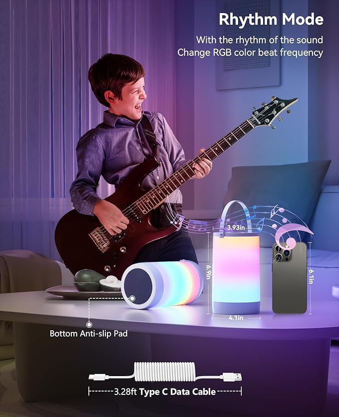 Night Light for Kids, Portable USB Night Lamp with 2200 mAh Battery, Bright Color Changing Light for Nightstand, Small Touch Bedroom Table Lamp for Girls, Boys, Toddler, 2 Pack