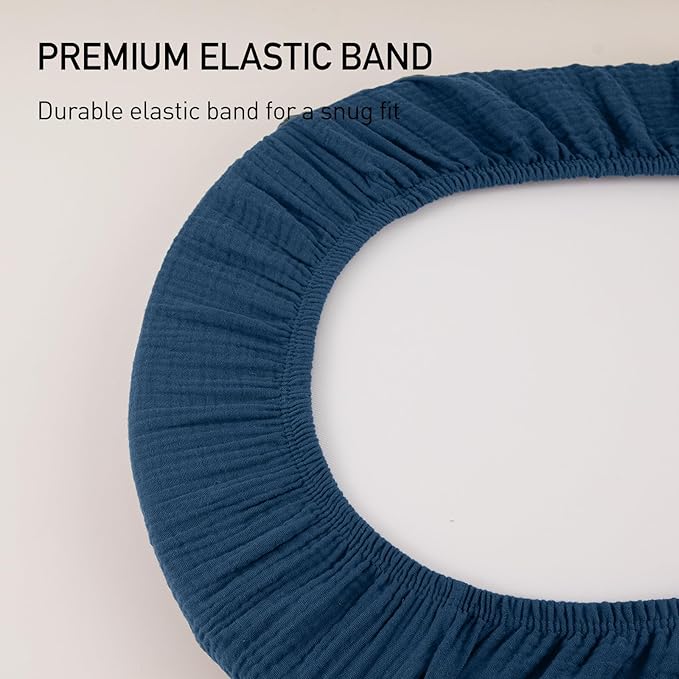 Muslin Bassinet Fitted Sheets, 2 Pack for Baby Boy and Girl, Soft Breathable Baby Pad/Mattress Sheet, Fit for Hourglass Oval and Rectangle Bassinet Mattress (Blue Deer)