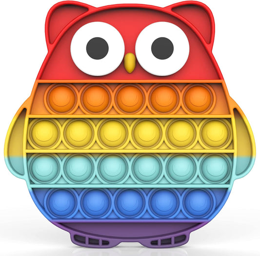 Pop Fidget It Toy,Push Pop Bubble Fidget Sensory Toy,Autism, Stress, Anxiety Toy for Kids and Adults(Rainbow-Owl)