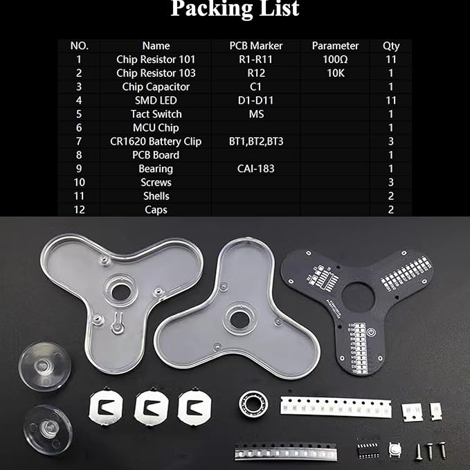 ISolderStore Soldering Practice Kit 3 Leaves LED Rotating Gyroscope DIY Kit Soldering Project Electronics Kit Soldering Practice Kit for Kids and Adults