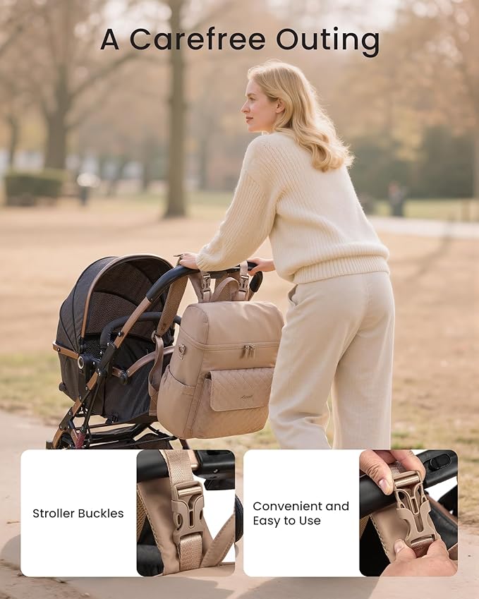 LOVEVOOK Diaper Bag Backpack, 3 in 1 Baby Bag with Changing Pad & Detachable Straps, Large Diaper Backpack for Mom Dad with Stroller Buckles