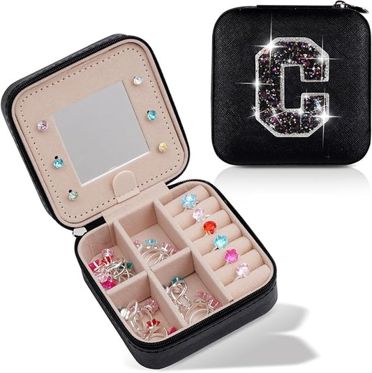 Jewelry Case - Fashion Jewelry Box | Customized Mother's Day Gift, Birthday Gift for Mom | Black,C