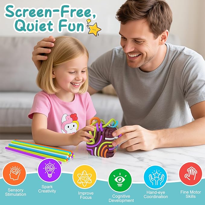 Sensory Toys for Kids with Autism & Autism Sensory Products - Upgraded 3D Silicone Fidget Cube & Activity Board for Kids & Adults, ADHD & Anxiety Relief, FDA Food Grade Quiet Travel Toys with Pouch