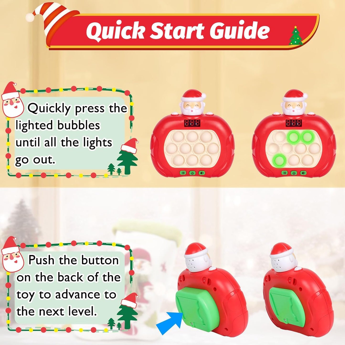 Fast Push Bubble Game with Score Level Display Light Up Pop Fidget Game with 6 Modes Sensory Fidget Toys for Christmas Birthday Party Gifts