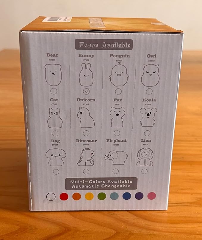 WHA&DARREN Large Rabbit Night Light for Kids,Cute Baby Night Light, Silicone Bedside Lamp,Sleep LED Lights, Eye Caring, Adjustable Brightness & Color, Time Setting, Touch Control & Remote Control