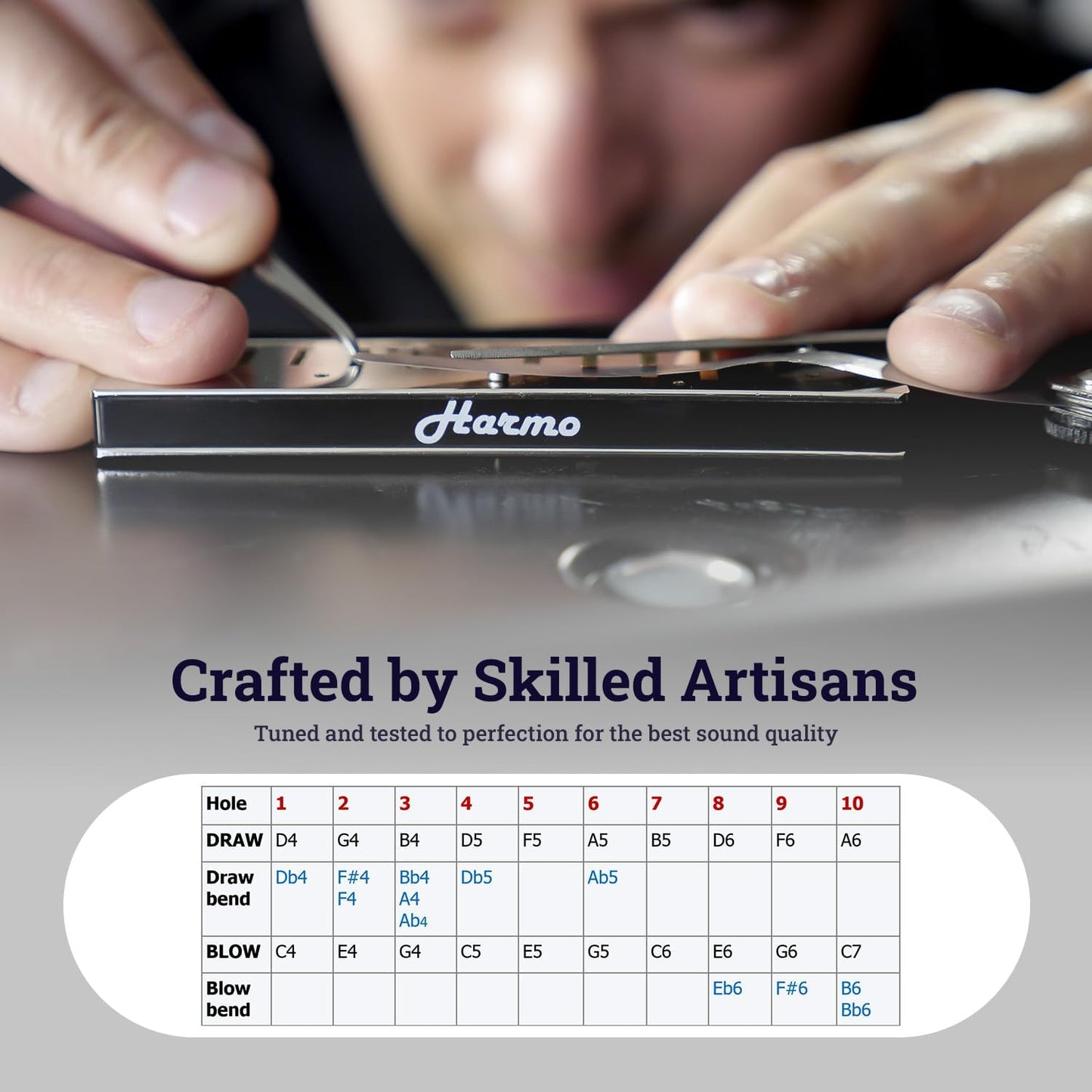 Harmo Polar Diatonic Harmonica Key of Ab - 10 Holes 20 Notes, Blues Harp Mouth Organ With Case, Phosphor Bronze Reeds, Suitable for All Genres, Harmonica for Kids, Adult, Beginners & Professionals