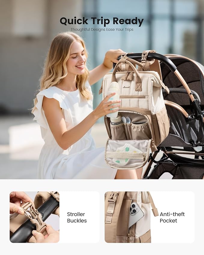LOVEVOOK Puffer Diaper Backpack, Lightweight Baby Bag with Changing Pad, Diaper Bag for Mom Dad with Stroller Buckles