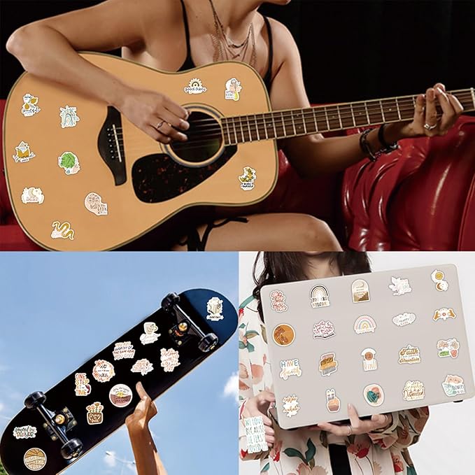 100PCS Boho Inspirational Stickers, Vintage Motivational Aesthetic Stickers for Women Adults Kids Teen Teachers, Retro Vinyl Waterproof Positive Decals for Laptop Water Bottles Phone Scrapbook