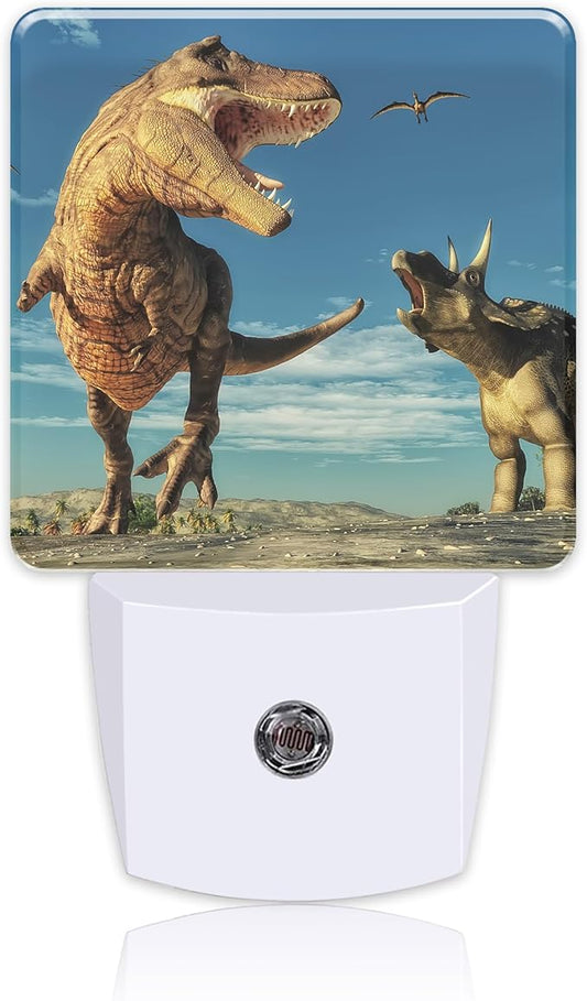 3D Dinosaur World Night Light for Kids, LED Night Light Plug into Wall with Dusk to Dawn Sensor for Girls Boys Women Men Room Decor, Hallway, Kitchen, Bathroom, Nursery, Stairs