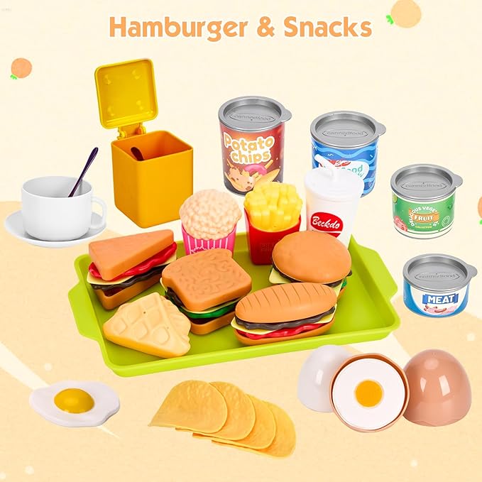 118Pcs Mini Play Kitchen Accessories for Kids, Pretend Cooking Playset with Cookware, Tableware & 2 Fruit Sets, Learning Gift for Girls, Boys, Toddlers, Green