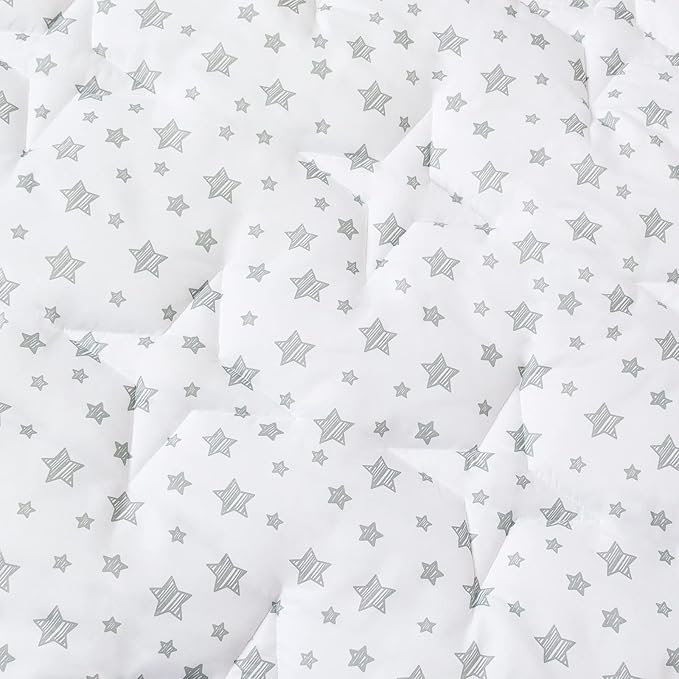 Kids Pop Up Tent with Anti Slip Bottom, Round Play Mat for Baby, D=40'' Indoor Playhouses Quilted Mat, Round Area Rug for Toddlers and Kids Nursery Room Decor, White Star