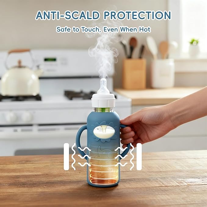 3-Pack Silicone Bottle Sleeve with Handles for Dr. Brown’s 8oz Narrow Glass Baby Bottles – BPA-Free, Heat-Resistant, Anti-Slip Grip, Easy to Clean, Multiple Colors (8oz,Dark Green + dark blue + white)