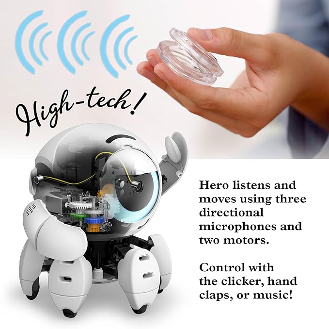 Thames & Kosmos Hero: Sound-Sensing Robot STEM Experiment Kit, Build a Robot That Reacts to Sounds, Explore Engineering, Sound Technology, Spatial Hearing, Quality Screen-Free, Educational Play
