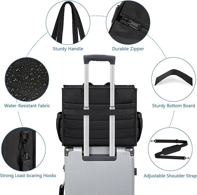 IBFUN Diaper Bag Tote for Baby - Large Baby Bag 4Pcs with Waterproof Changing Pad Pacifier Case, Travel Hospital Mommy Bag