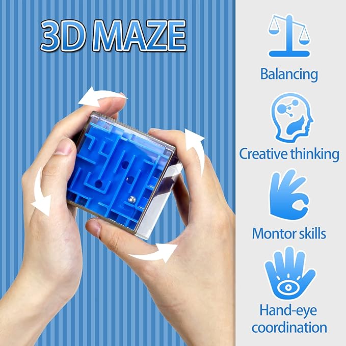 10 Pack Maze Puzzle Cubes, 3D Magic Cube Bulk Brain Teasers for Kids and Adults Educational Puzzle Boxes, Kids Party Favors & Classroom Prizes Puzzles Toys, Color Random(Not Money Maze)