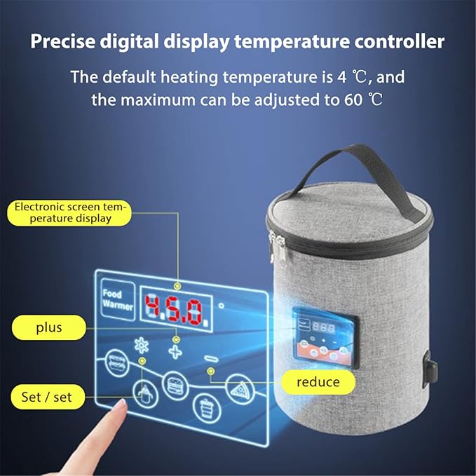 Bottle Warmer for Baby Milk,Portable Bottle Heating Bag Car Multi-Functional Bottle Food Warmer Water Warming Bag On The Go Bottle Warmer at Home Or Travel,Temperature Adjustable,3.8L