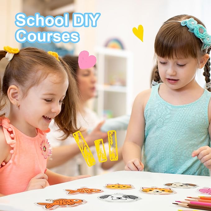 Auihiay 30PCS Shrink Plastic Sheets for Kids with 30 Keychains & 100 Jump Rings, Shrink Films Papers, Shrinky Art for DIY Handprint Keychains, Mother's Day & Father's Day Gifts