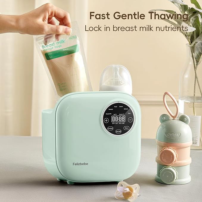 Baby Bottle Warmer, Felizbebe 10-in-1 Double Bottle Warmer for Breastmilk or Formula, Accurate Temperature Control, Timer, Sterili-zing, Defrost, Heat Food, Keep Warm, Breast Milk Warmer for Baby