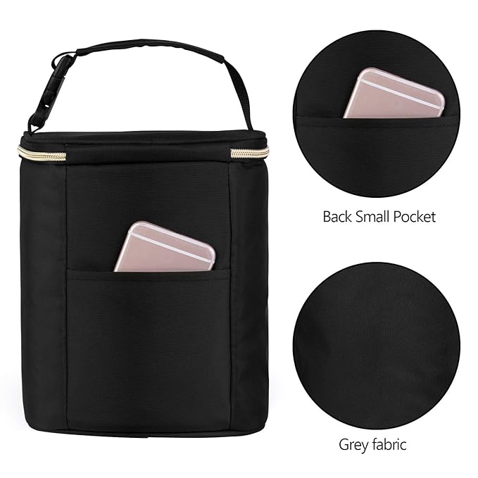 Teamoy Breastmilk Cooler - Bottle Bag for 4 Large 9 Oz Bottles, Perfect for Working Moms, Black