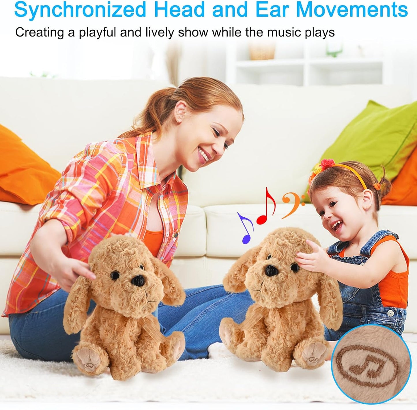 Interactive Singing Plush Toy - Dog Stuffed Animals Record & Repeats What You Say, 8 Songs, Head & Ear Movements, Birthday for Toddlers Age 3 4 5 6 (10.2' Goldendoodle Toy)