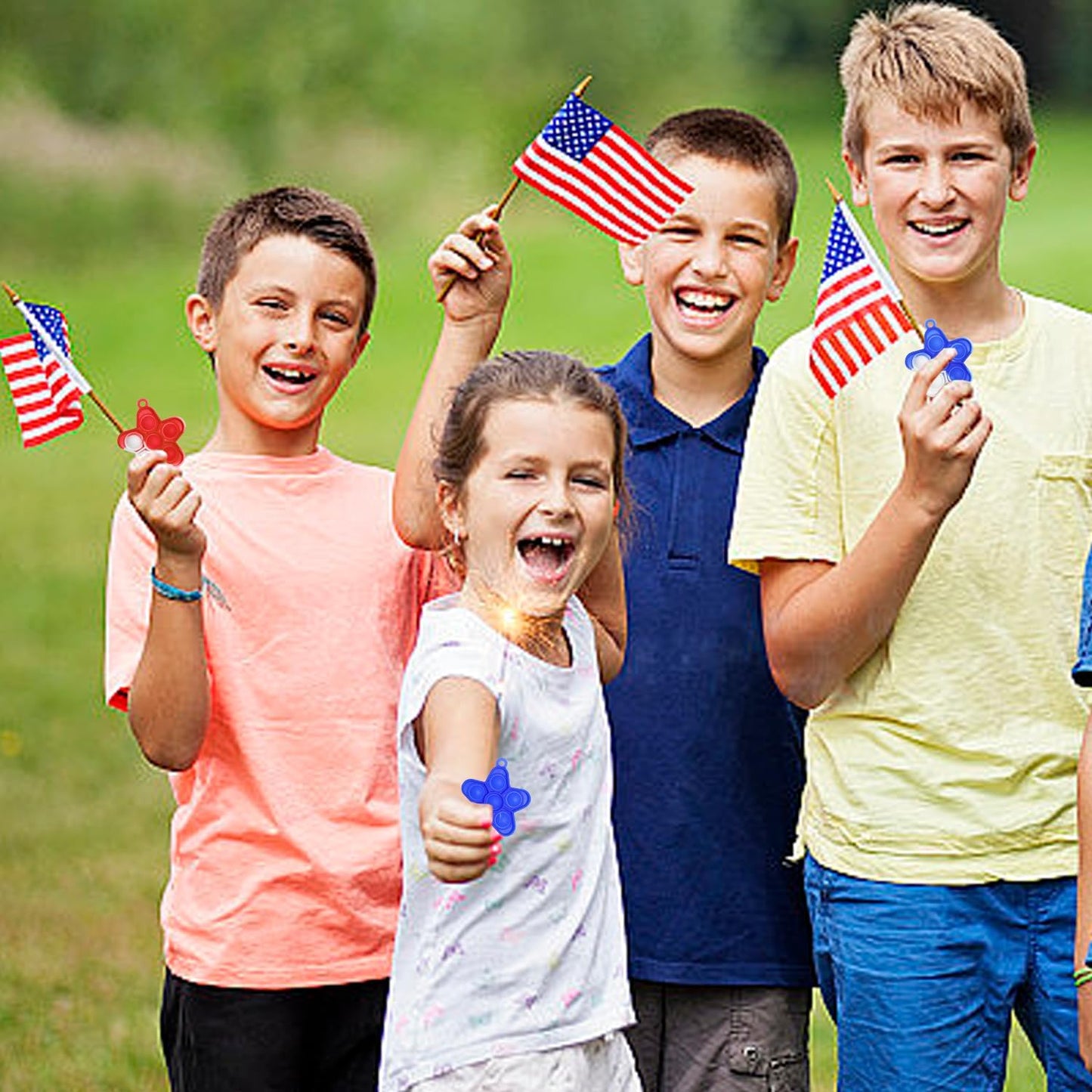 Independence Day Pop dget Toys Fidget Toy Mini Pop Push Fidget Mini Pop Keychain Fidget ToysStress Relief Party Favor Gifts for Kids 30pcs