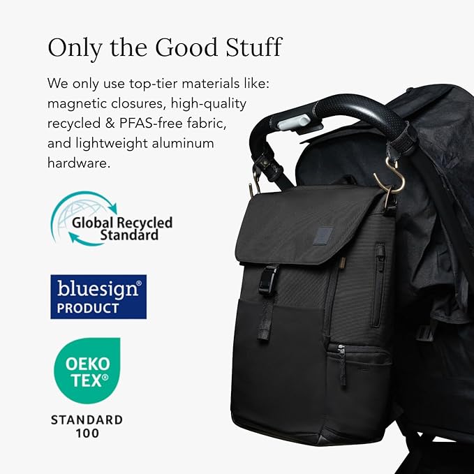 Huhu Diaper Bag Backpack – Baby Bag for Moms & Dads – Water-Resistant, Unisex Travel Kit for New Parents – Includes Changing Pad and 2 Organizer Pouches (Midnight Black)