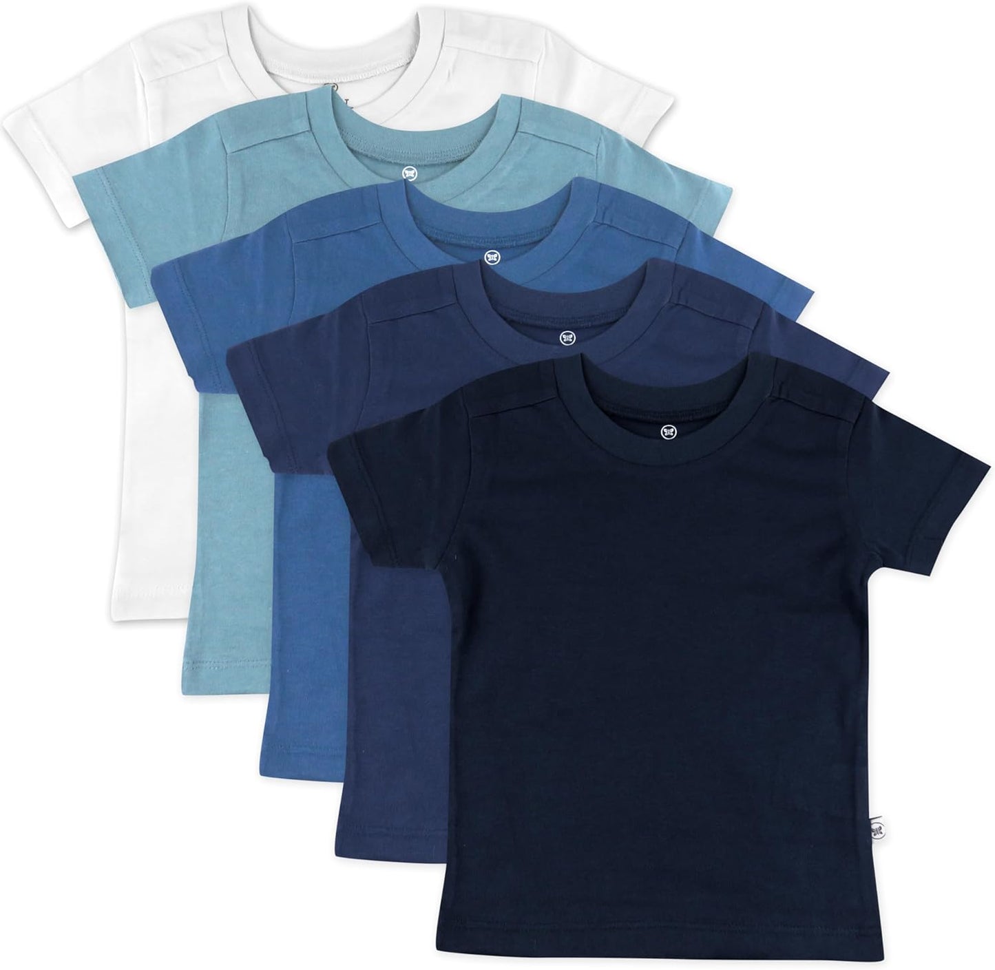 HonestBaby 5-Pack Short Sleeve T-Shirts 100% Organic Cotton Baby, Toddler, Little Kid, Boy, Girl, Unisex