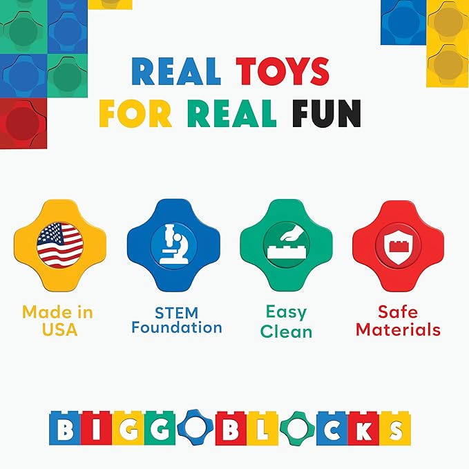 Big Blocks for Kids Ages 4-8 — Indoor & Outdoor Blocks Kids Games — Red Large Building Blocks - 48 pc