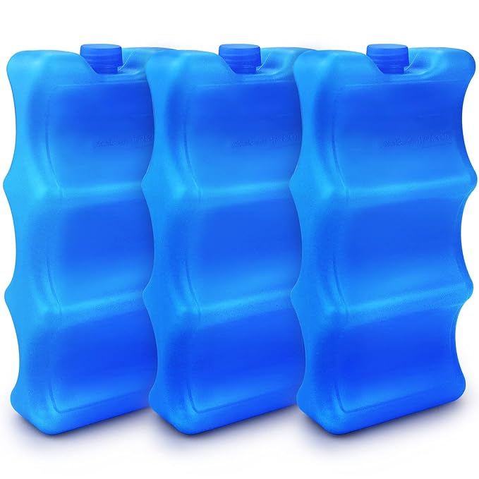 Pack of 3 Reusable Ice Packs for Breastmilk Storage, Bottle Ice Packs for Cool Cooler Bag, Breakfast, Lunch, Baby Bottles, Beer, Camping and Travel