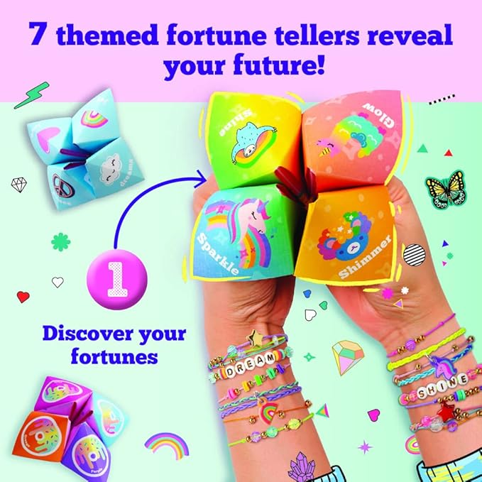 Craft-tastic — DIY Fortune Bracelets — Craft Kit — Create The Fortune Teller, Use Matching Scratch-Off Cards, and Discover which Bracelets to Make — for Ages 8+