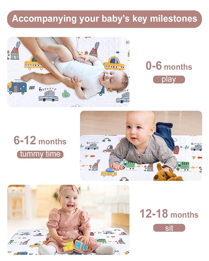 50 x 50 Play Mat for Baby Playpen Tummy Time Mat, Non-Slip Washable Baby Playpen Mat, Baby Crawling Mats for Floor, Portable Travel Large Play Mats for Toddlers and Infants