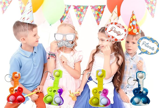 (Students Birthday Gifts and Party Favors) 30 Packs Guitar Bulk Mini Pop for Adult Kids,Cool Shape Sensory Small Bubble Fidget Classroom Supplies