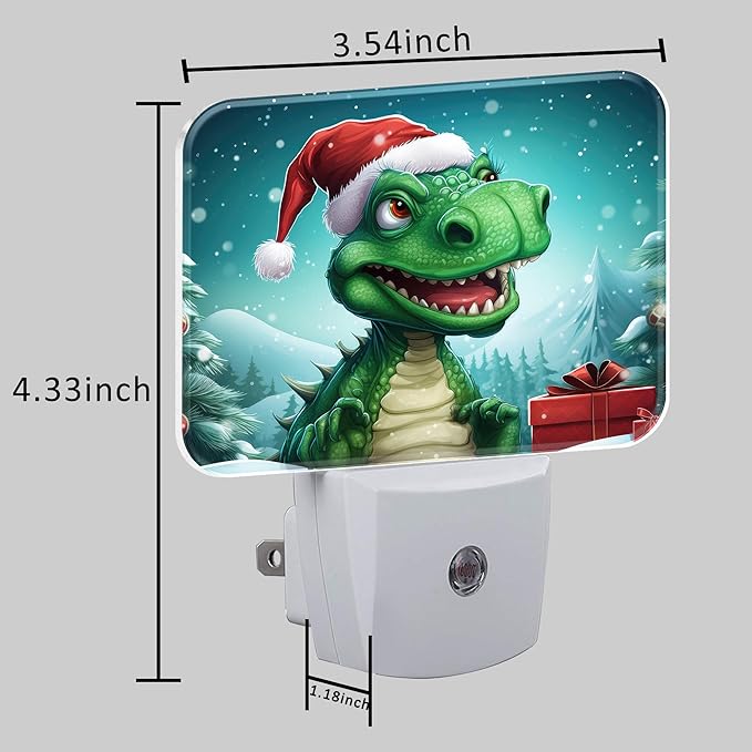 Chrismas Night Light for Kids Girls Boys, Cute Christmas Dinosaur LED Night Light Plug into Wall with Dusk to Dawn Sensor for Room, Hallway, Kitchen, Bathroom, Stairs Decor